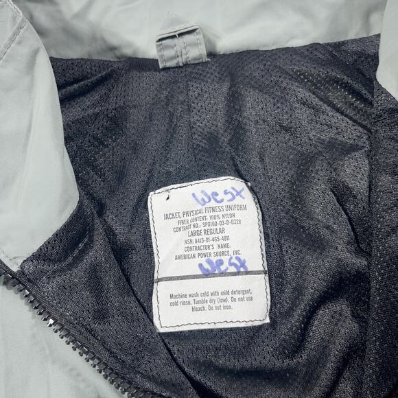 US Army Physical Fitness Uniform Jacket Mens Large Full Zip Nylon Windbreaker - Picture 6 of 8